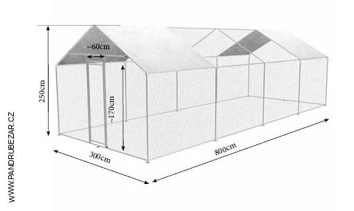 Praktický výběh pro drůbež 3x8x2,5 m